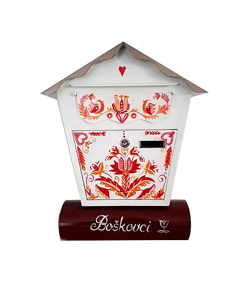 Úložné priestory & Organizácia - Ručne maľovaná schránka - červený ornament - 12027877_