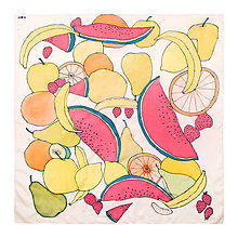 Šatky - Hedvábný šátek Ovoce (Biela) - 12028840_