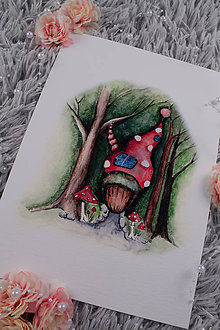 Obrazy - ART print Domček v lese - 12028543_