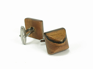 Pánske šperky - Manžetové gombíky drevené frčky - orechové drevo, nerez - 12031952_