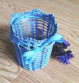 Svietidlá - Romantický krajkový svietnik, modrý - 12031263_