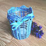 Svietidlá - Romantický krajkový svietnik, modrý - 12031264_