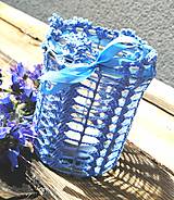Svietidlá - Romantický krajkový svietnik, modrý - 12032368_