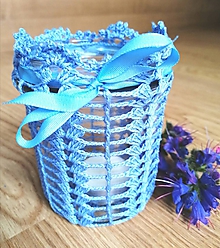 Svietidlá - Romantický krajkový svietnik, modrý - 12031265_