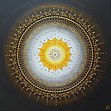 Obrazy - Mandala KVET ŠŤASTIA BIELO-ŽLTÝ (gold) 40 x 40 - 12039511_