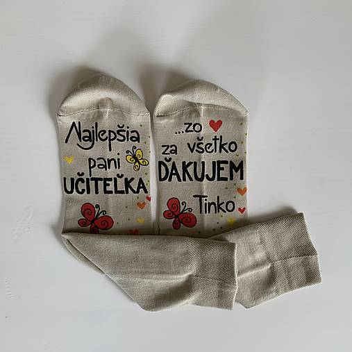 Maľované ponožky pre naj PANI UČITEĽKU (S motýlikmi)