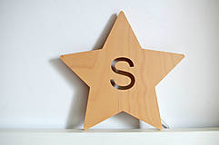 Svietidlá - Detská drevená lampa - Hviezda s iniciálou - 12045362_