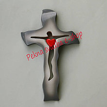 Dekorácie - Svadobný kríž A13 29x18 cm sivý - 12047911_