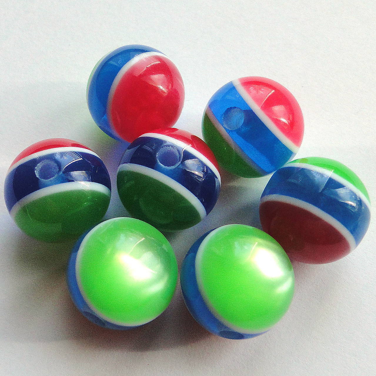 Živicové korálky 14mm-1ks (zelená/modrá/červená)