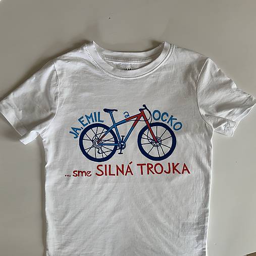 Otcosynovské maľované tričká s motívom bicykla (silná trojka)