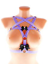 Spodná bielizeň - postroj pentagram gothic postroj na telo body harness open bra  (Zelená) - 12055281_