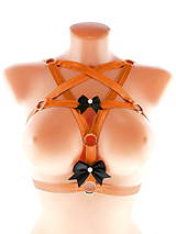 Spodná bielizeň - postroj pentagram gothic postroj na telo body harness open bra  (Zelená) - 12055283_