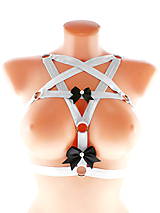 Spodná bielizeň - postroj pentagram gothic postroj na telo body harness open bra  (Zelená) - 12055284_