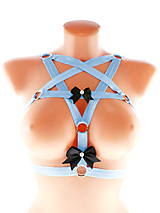 Spodná bielizeň - postroj pentagram gothic postroj na telo body harness open bra  (Zelená) - 12055288_