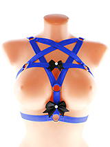 Spodná bielizeň - postroj pentagram gothic postroj na telo body harness open bra  (Zelená) - 12055293_