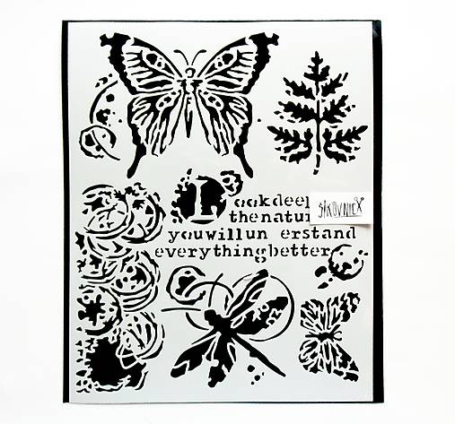 Šablóna Stamperia - 20x25 cm (motýľ, vážka, list)