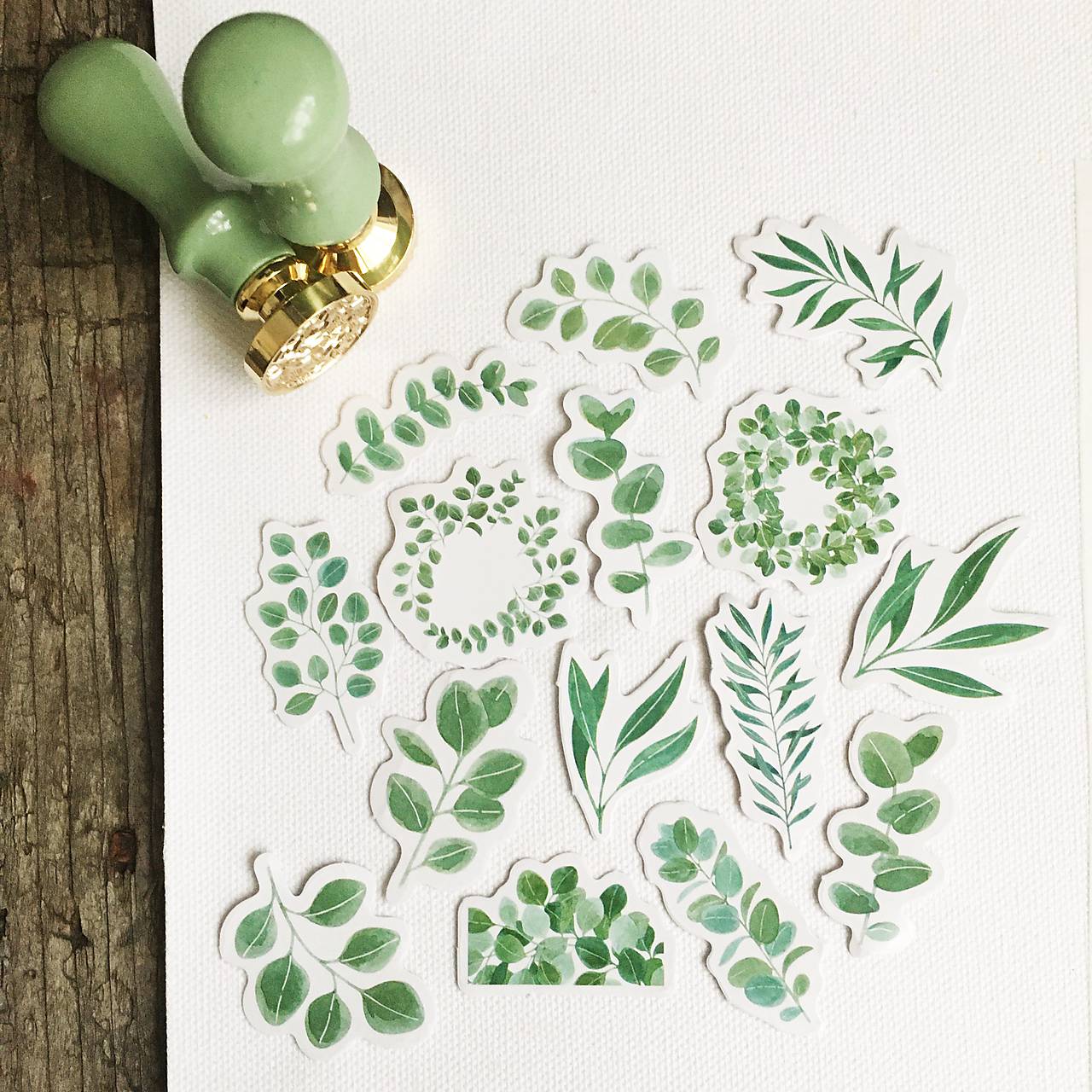 papierové nálepky Greenery (15 ks)