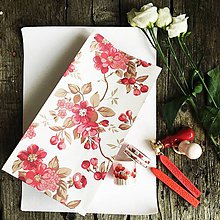 Papier - papierové darčekové vrecko Červené kvety - 12052931_