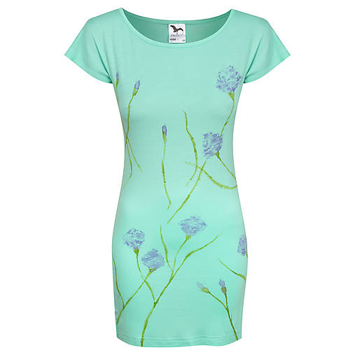  - Tričko/šaty malované Kvetoucí (Strih Pure vypasovaný) - 12053832_