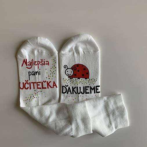 Maľované ponožky pre naj PANI UČITEĽKU (lienok)