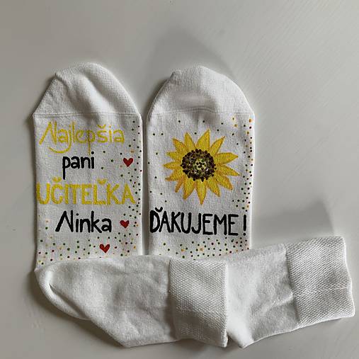 Maľované ponožky pre naj PANI UČITEĽKU (so slnečnicou)
