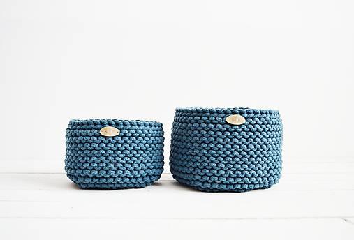 Duo pletené košíky - petrolejová (Duo - malý + veľký)