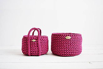 Úložné priestory & Organizácia - Duo pletené košíky - pink (Duo - malý a veľký) - 12058475_