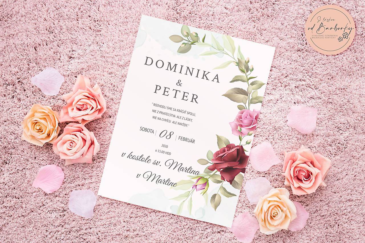 Svadobné oznámenie #C01 (Menovka na stôl (do Ačka))