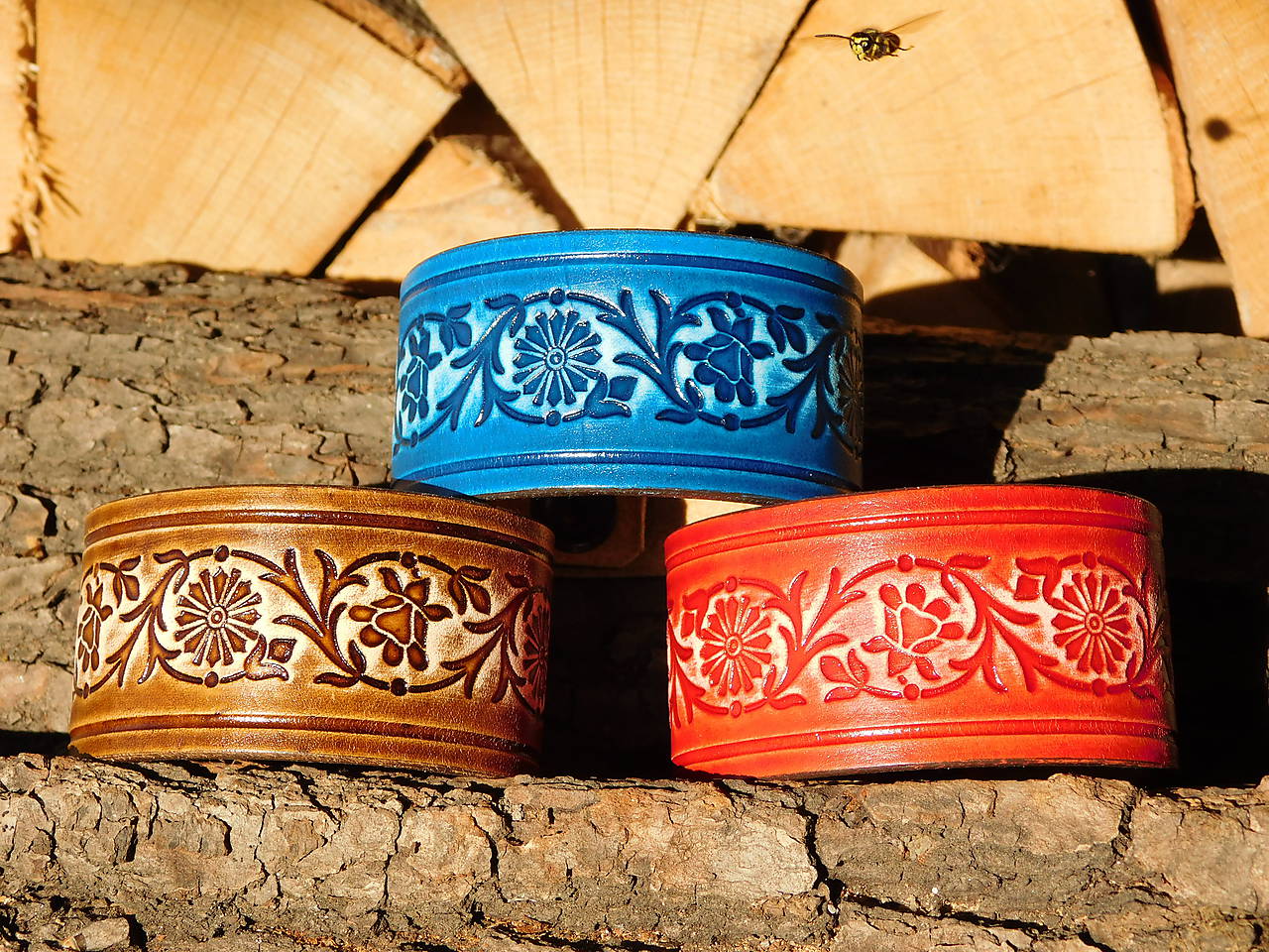 Kožený náramok - Kvet