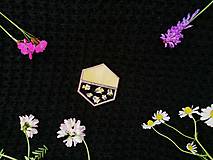 Brošne - Brošňa Hexagon (s rastlinkami) (Žltá) - 12063579_