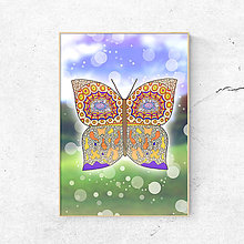 Grafika - Motýľ na lúke - grafika (umelecký) - 12063489_