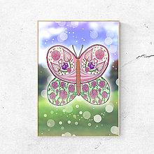 Grafika - Motýľ na lúke - grafika (romantický) - 12063495_