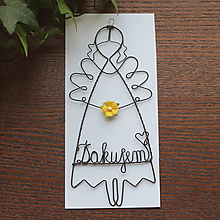 Dekorácie - anjelik s kvetom  "Ďakujem" (Žltá) - 12069219_