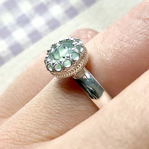 Prehnite Filigree Silver Ag925 Ring / Strieborný prsteň s prehnitom E012