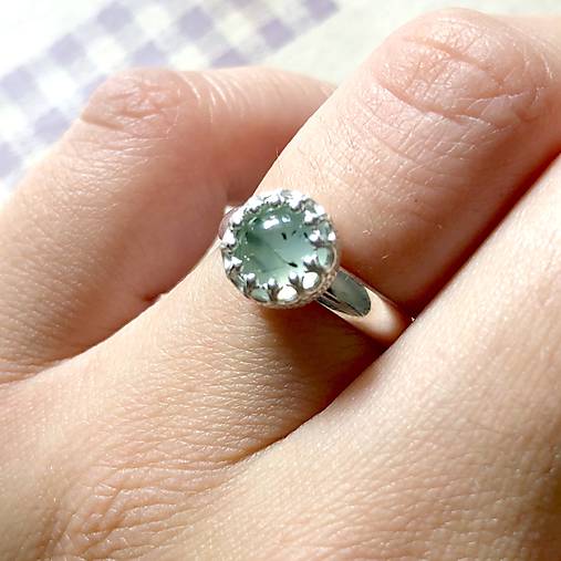 Prehnite Filigree Silver Ag925 Ring / Strieborný prsteň s prehnitom E012