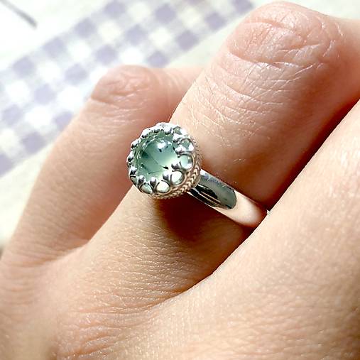 Prehnite Filigree Silver Ag925 Ring / Strieborný prsteň s prehnitom E012