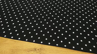Textil - Úplet - Hviezdičky 12 mm - Čierna - cena za 10 cm - 12067275_