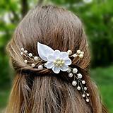 Ozdoby do vlasov - Svadobný hrebienok Perlový kvet - 12073799_
