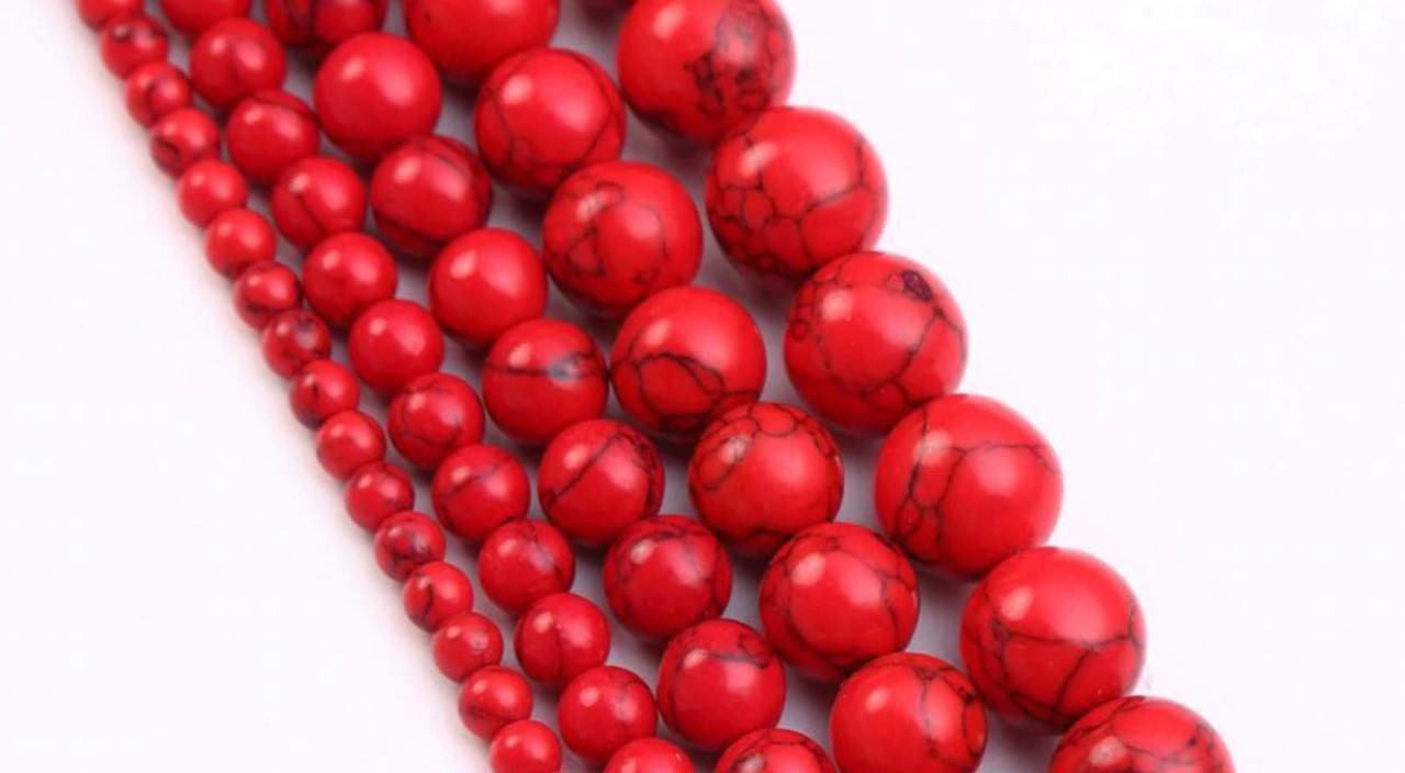 Korálka prírodná červený tyrkys 