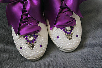 Ponožky, pančuchy, obuv - Svadobné topánočky s rôznofarebnými kamienkami a perličkami - 12073206_