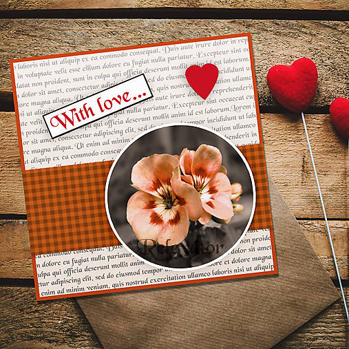 Papiernictvo - Pohľadnica With love (marhuľové kvietky) - 12074434_
