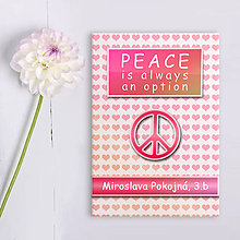Papiernictvo - Peace is always an option (slovníček) (srdiečkový abstraktný károvaný) - 12074266_