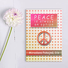 Papiernictvo - Peace is always an option (slovníček) (puntíkový  srdiečkový abstraktný károvaný) - 12074267_