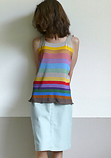 Topy, tričká, tielka - tielko pásikové pestrofarebné - 12073461_