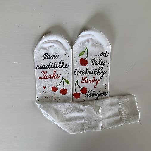 Maľované ponožky pre naj PANI UČITEĽKU (čerešničiek)