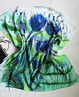 Topy, tričká, tielka - hodvábna blúzka -Letná ZĽAVA -Zelené tulipány - 12077999_