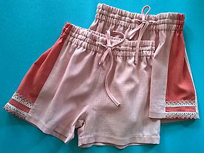 Nohavice - Detské krátke nohavice s čipkou (Ružová) - 12082172_