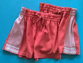 Nohavice - Detské krátke nohavice s čipkou (Ružová) - 12082180_