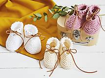 Detské topánky - Bavlnené papučky pre bábätko (krémová - 3 až 6 mes.) - 12083847_