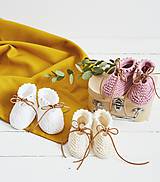 Detské topánky - Bavlnené papučky pre bábätko (staroružová - 3 až 6 mes.) - 12083848_